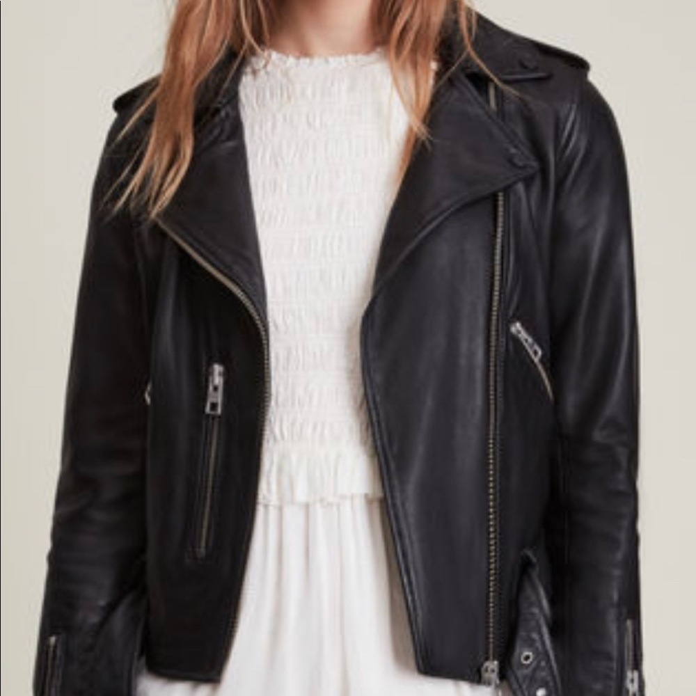 ❌SOLD❌All Saints Balfern Leather Jacket+Black+4 - Picture 8 of 9